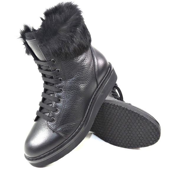 ALBERTO CICCIOLI 🇮🇹 WOMEN'S BLACK LEATHER COMFORT WINTER ANKLE BOOTIE - Picture 7 of 8